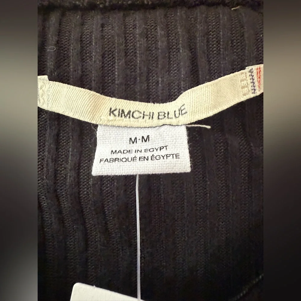 Urban Outfitters Kimchi Blue Black Crop Top with White Lace Detail - Size Medium